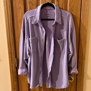 Aerie Women's Soft Lilac Purple Button-Up Lumber Jane Shirt Jacket